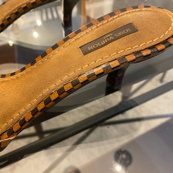 Louis Vuitton Check Kitten Heel Preowned Bow Sandals - Picture 3 of 4